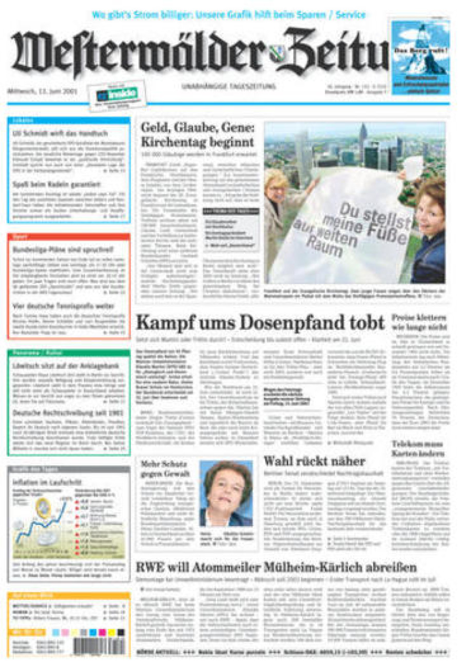 Westerwälder Zeitung vom Mittwoch, 13.06.2001