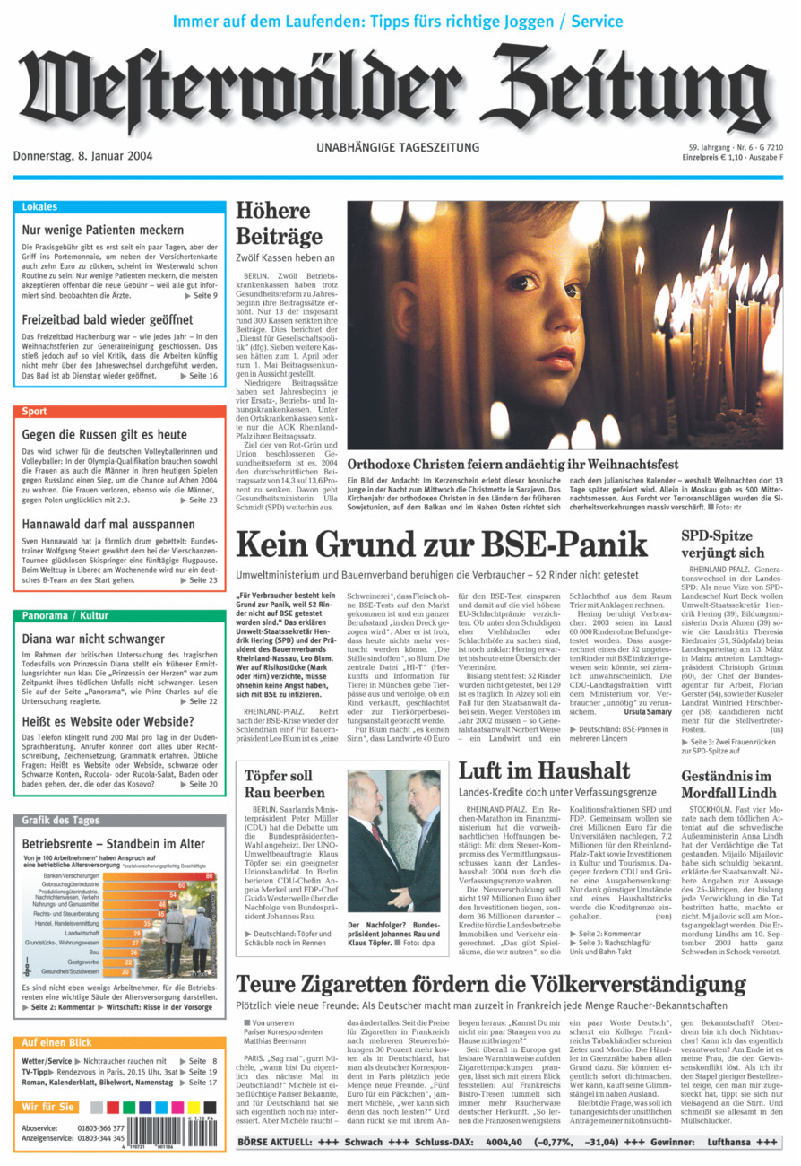 Westerwälder Zeitung vom Donnerstag, 08.01.2004