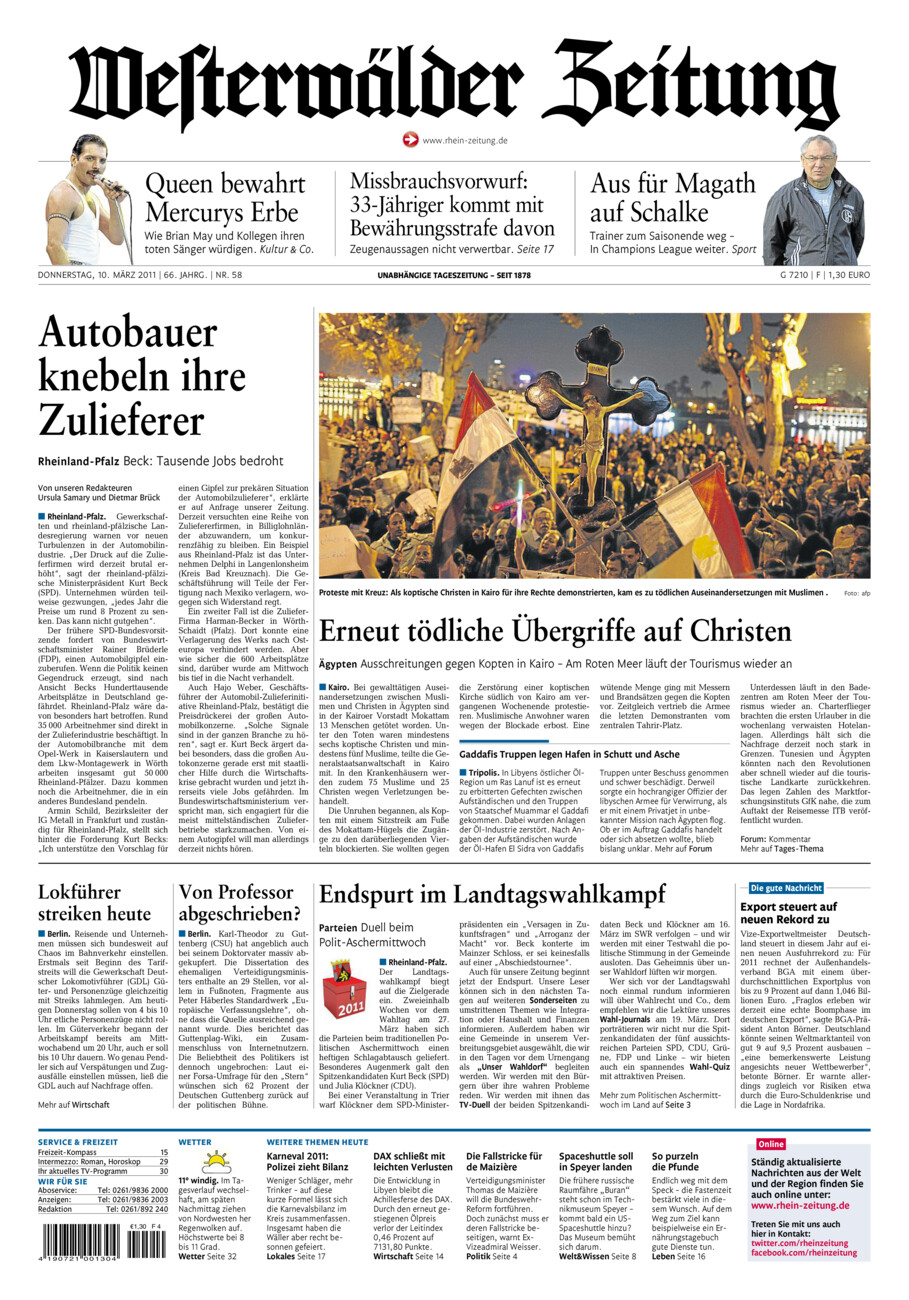 Westerwälder Zeitung vom Donnerstag, 10.03.2011