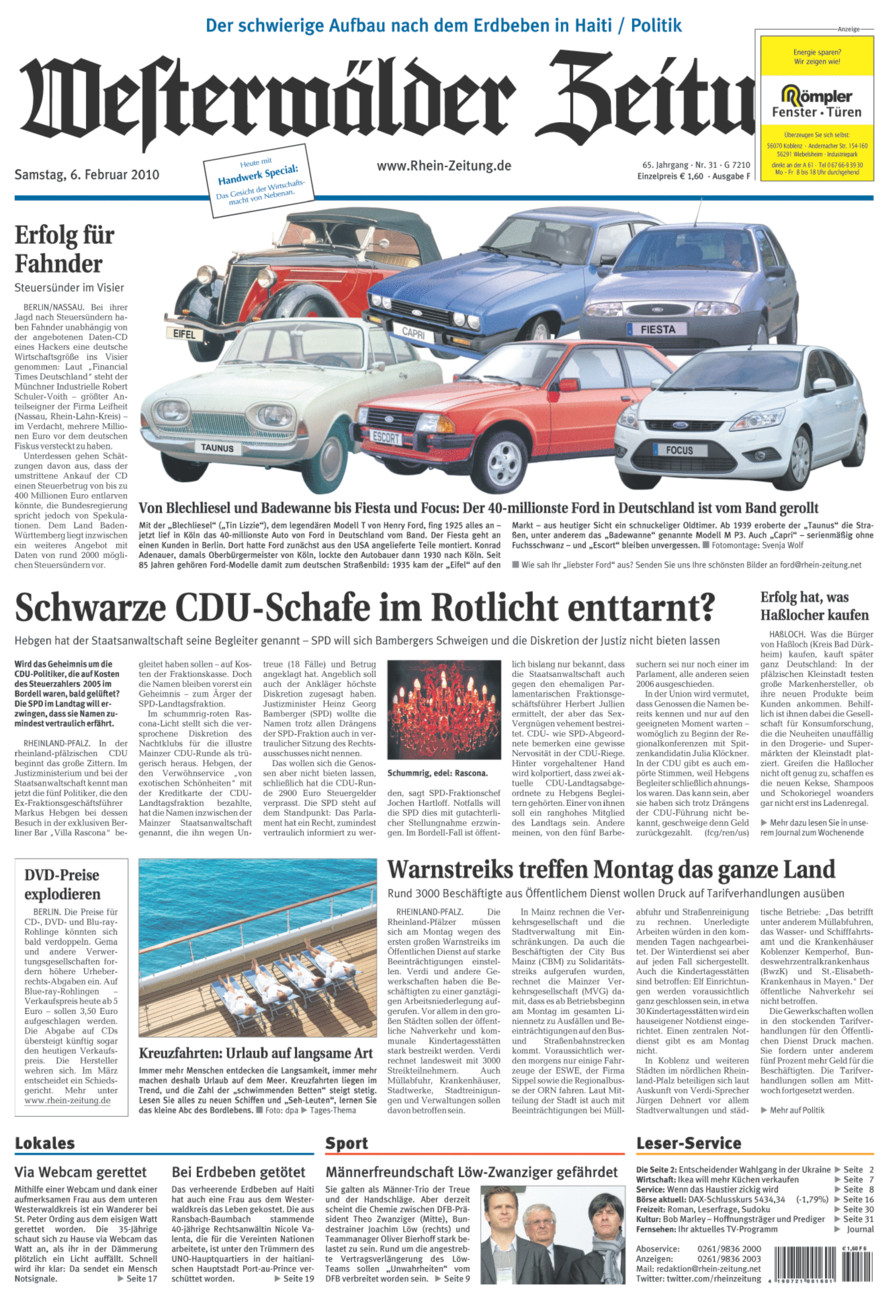Westerwälder Zeitung vom Samstag, 06.02.2010