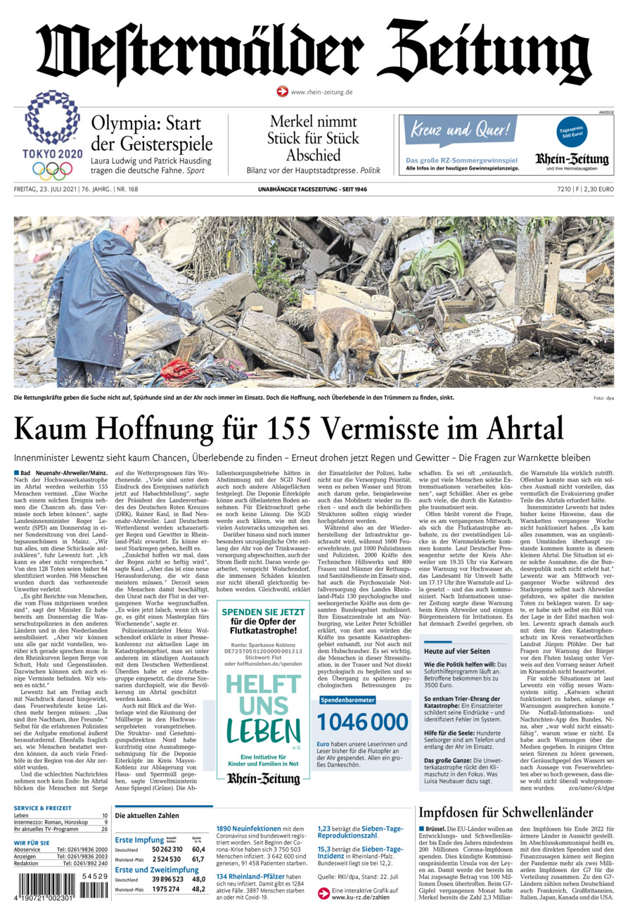 Westerwälder Zeitung vom Freitag, 23.07.2021
