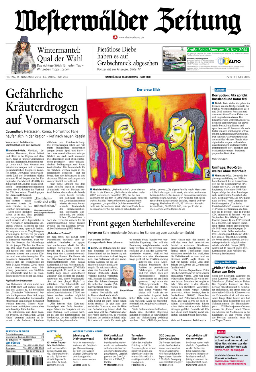 Westerwälder Zeitung vom Freitag, 14.11.2014