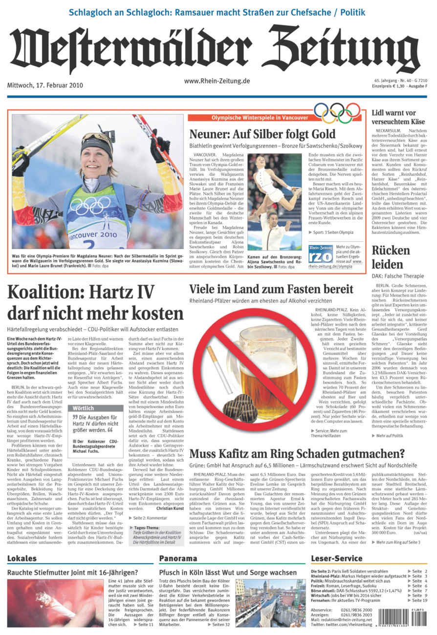 Westerwälder Zeitung vom Mittwoch, 17.02.2010