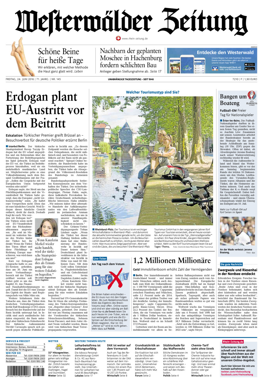Westerwälder Zeitung vom Freitag, 24.06.2016