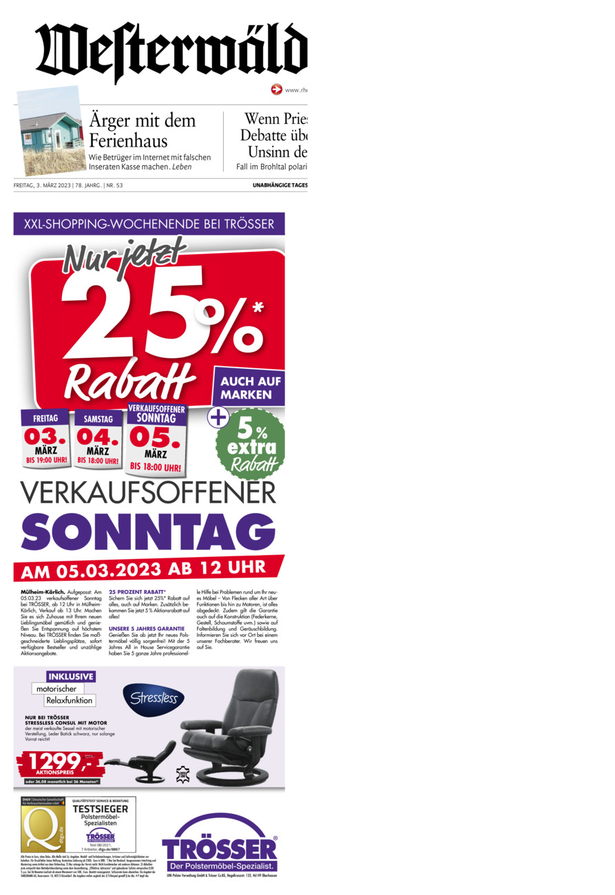 Westerwälder Zeitung vom Freitag, 03.03.2023