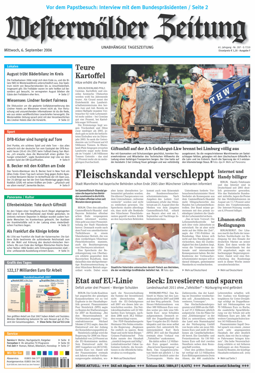 Westerwälder Zeitung vom Mittwoch, 06.09.2006