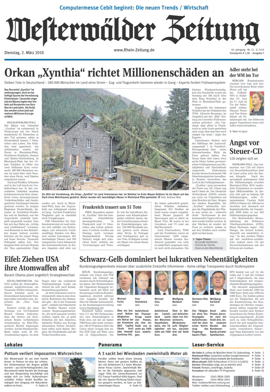 Westerwälder Zeitung vom Dienstag, 02.03.2010