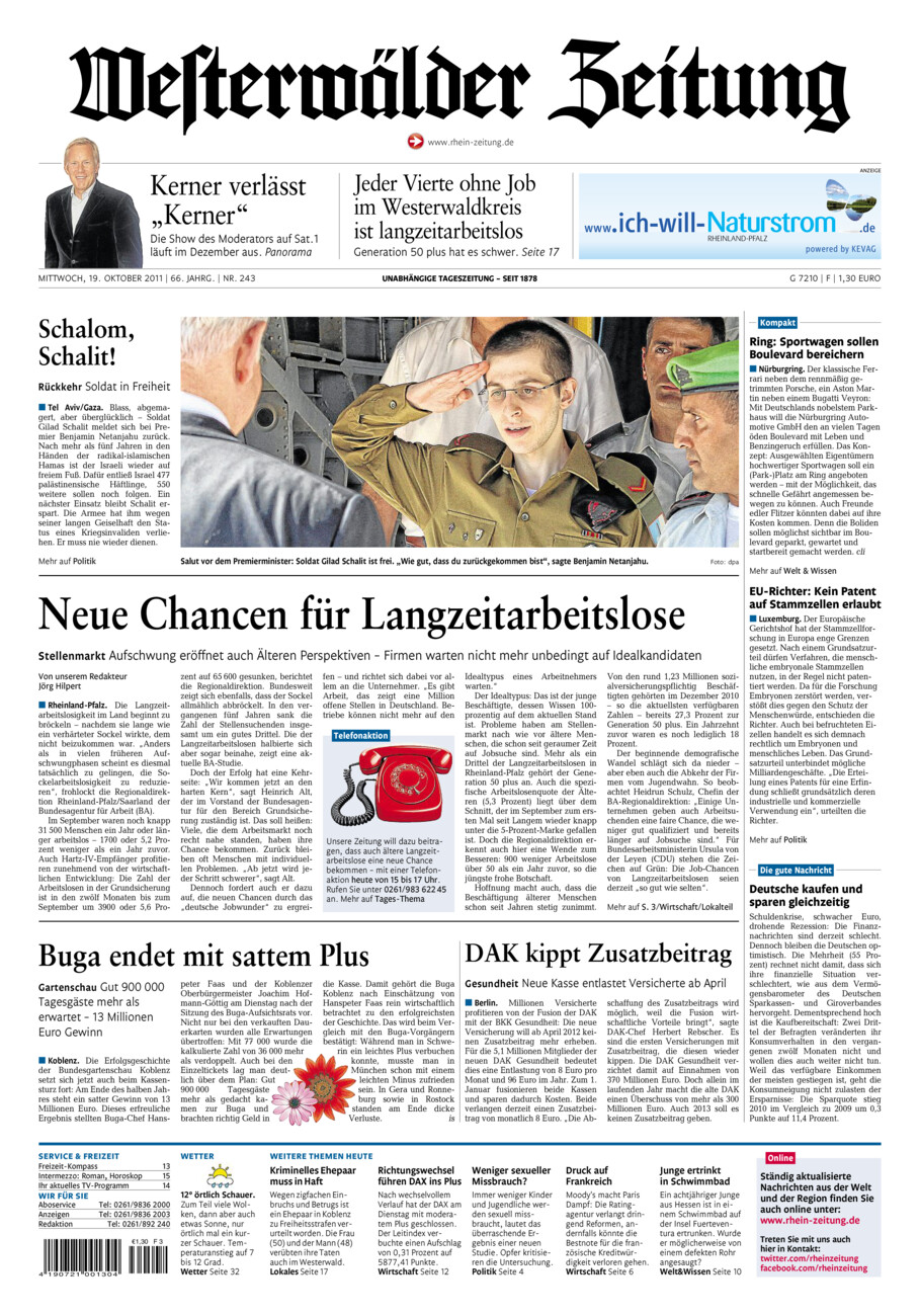 Westerwälder Zeitung vom Mittwoch, 19.10.2011
