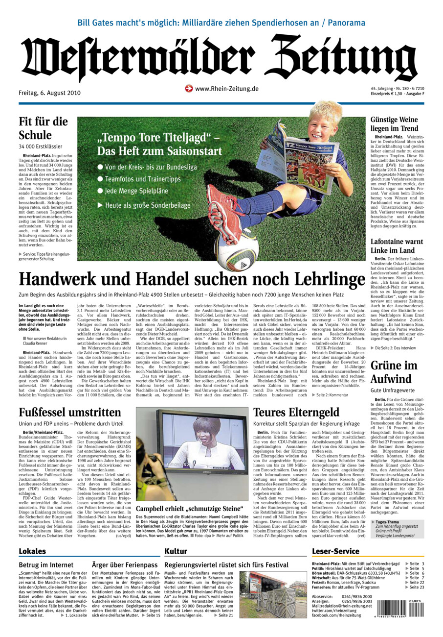 Westerwälder Zeitung vom Freitag, 06.08.2010