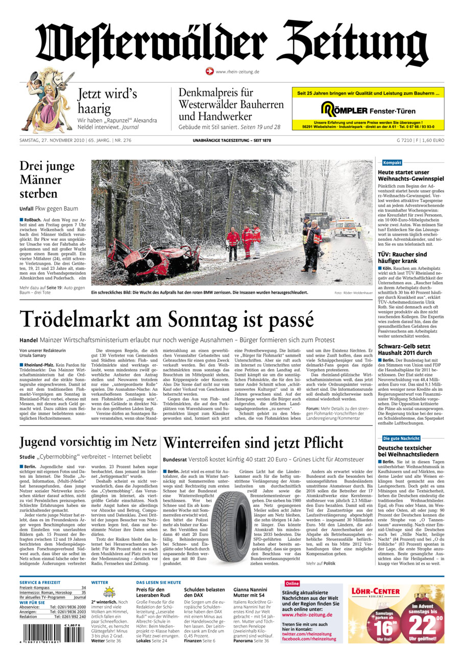 Westerwälder Zeitung vom Samstag, 27.11.2010