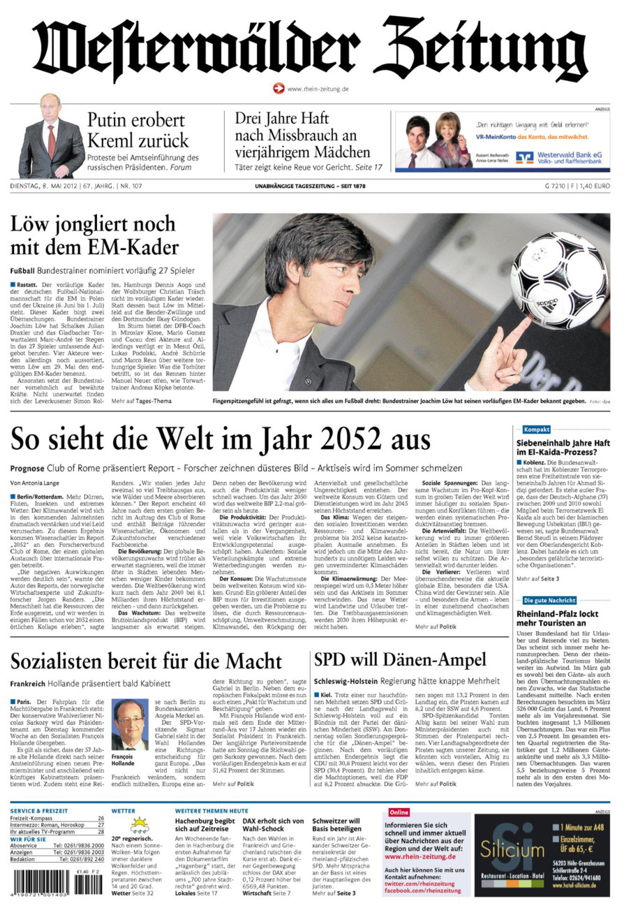 Westerwälder Zeitung vom Dienstag, 08.05.2012