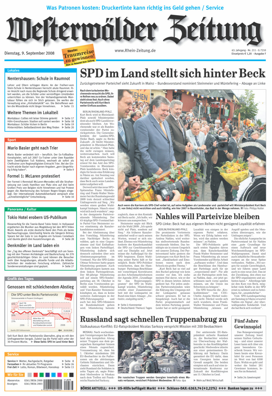Westerwälder Zeitung vom Dienstag, 09.09.2008