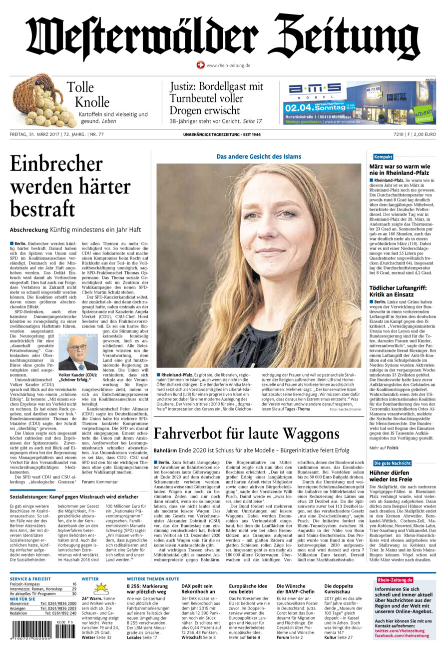 Westerwälder Zeitung vom Freitag, 31.03.2017