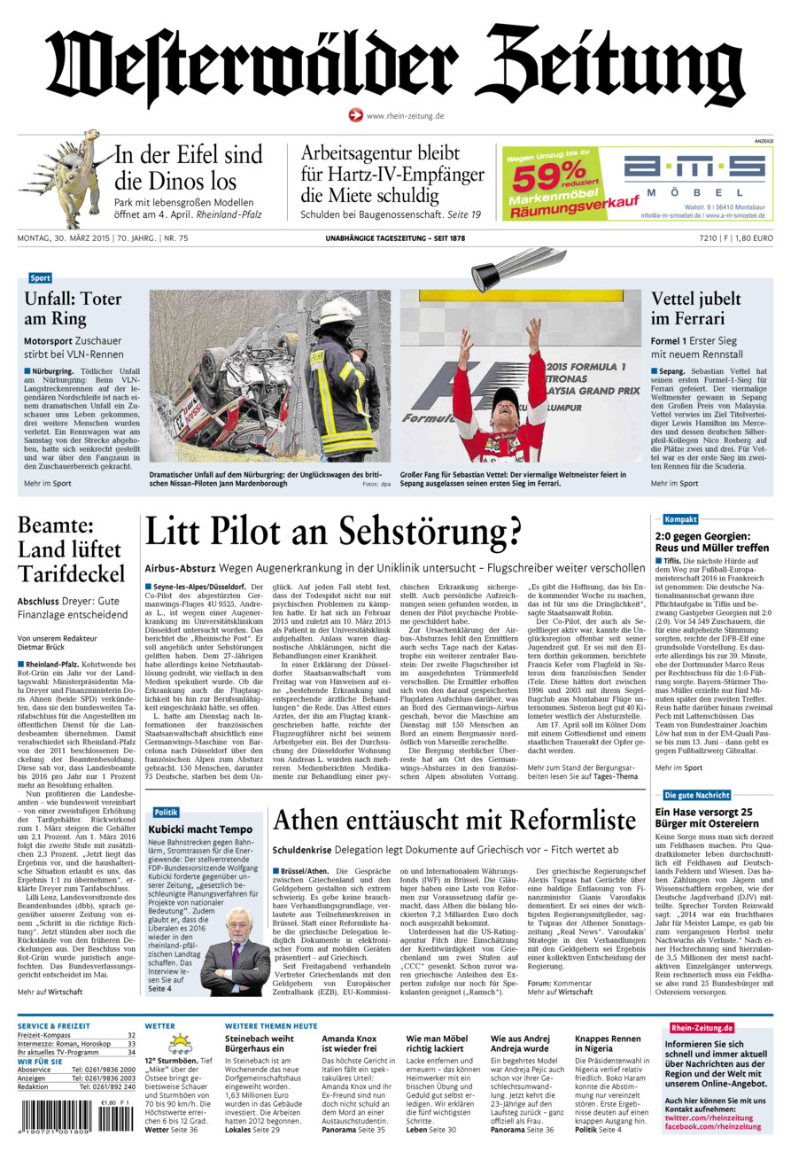 Westerwälder Zeitung vom Montag, 30.03.2015