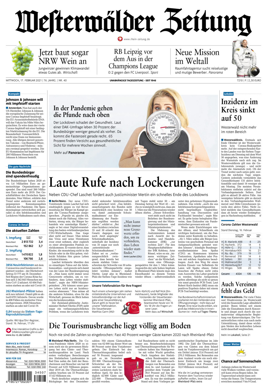 Westerwälder Zeitung vom Mittwoch, 17.02.2021
