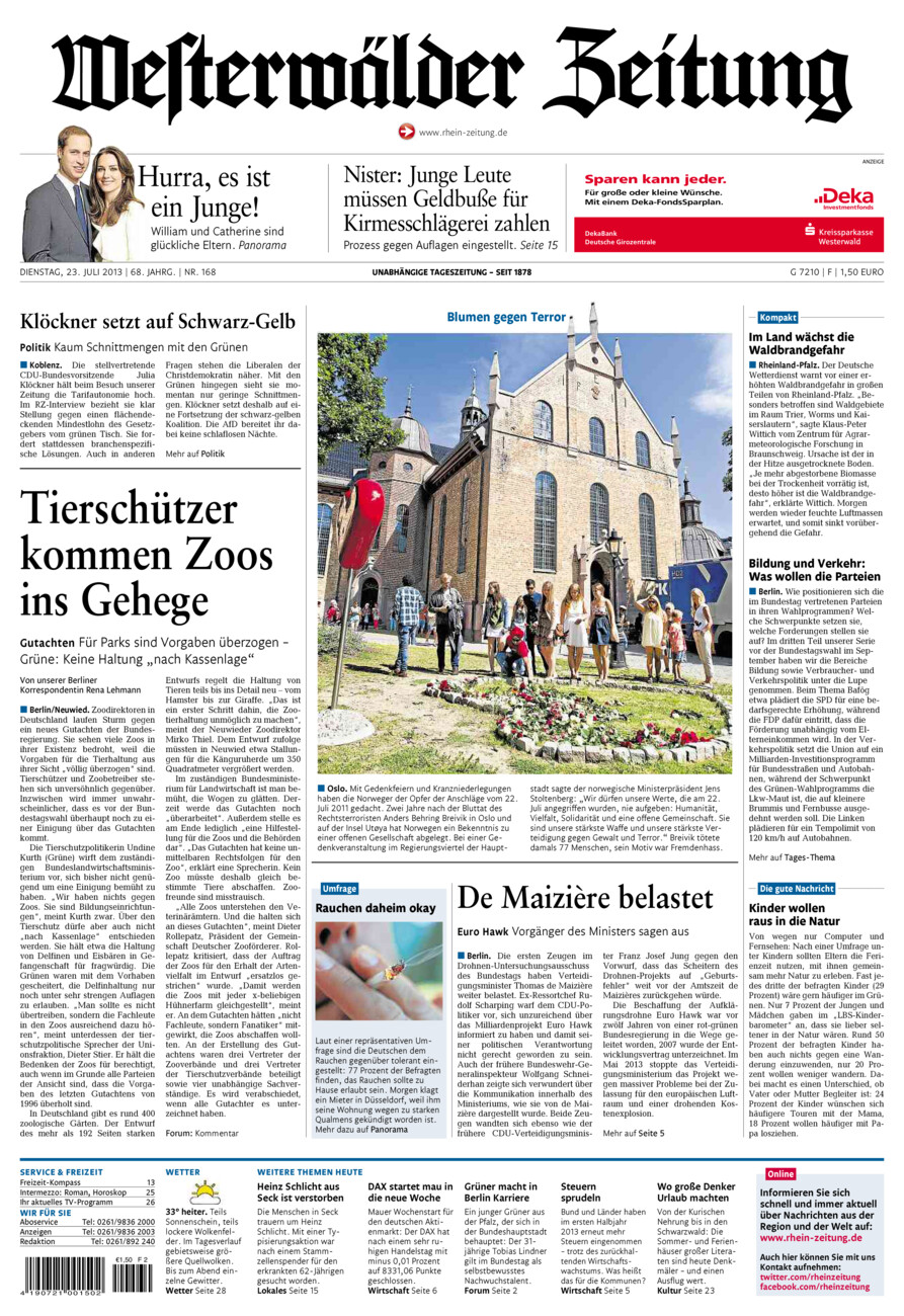 Westerwälder Zeitung vom Dienstag, 23.07.2013