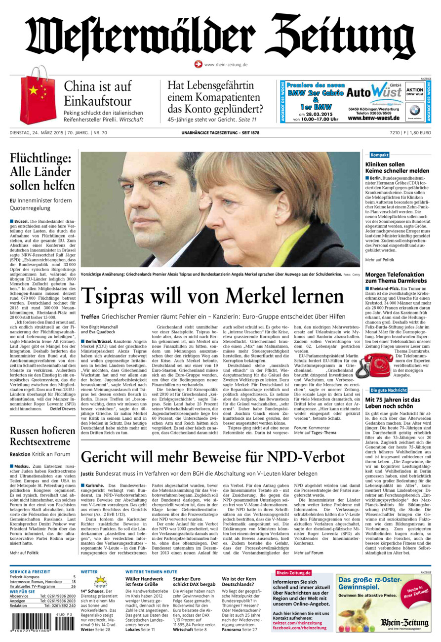 Westerwälder Zeitung vom Dienstag, 24.03.2015