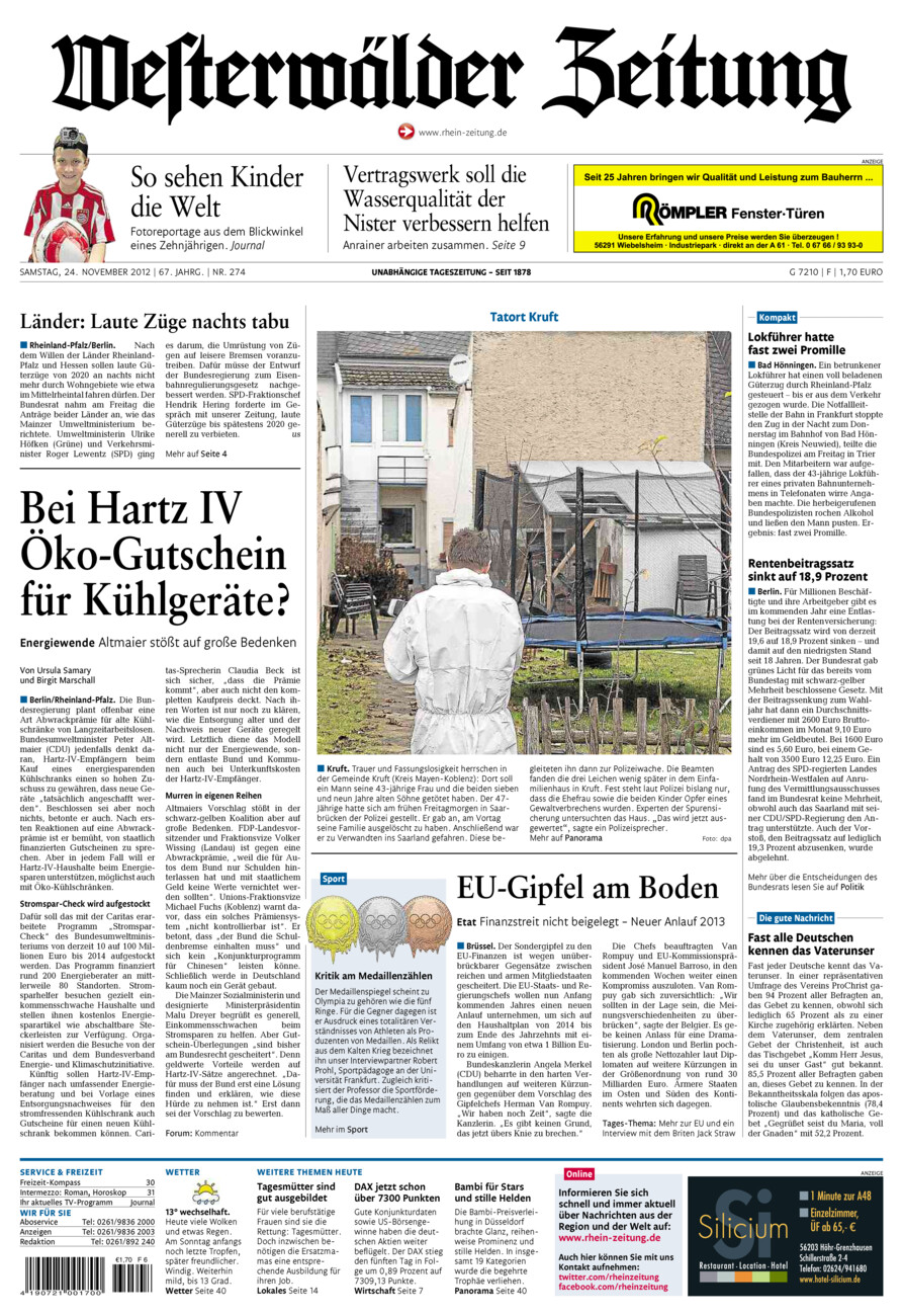 Westerwälder Zeitung vom Samstag, 24.11.2012