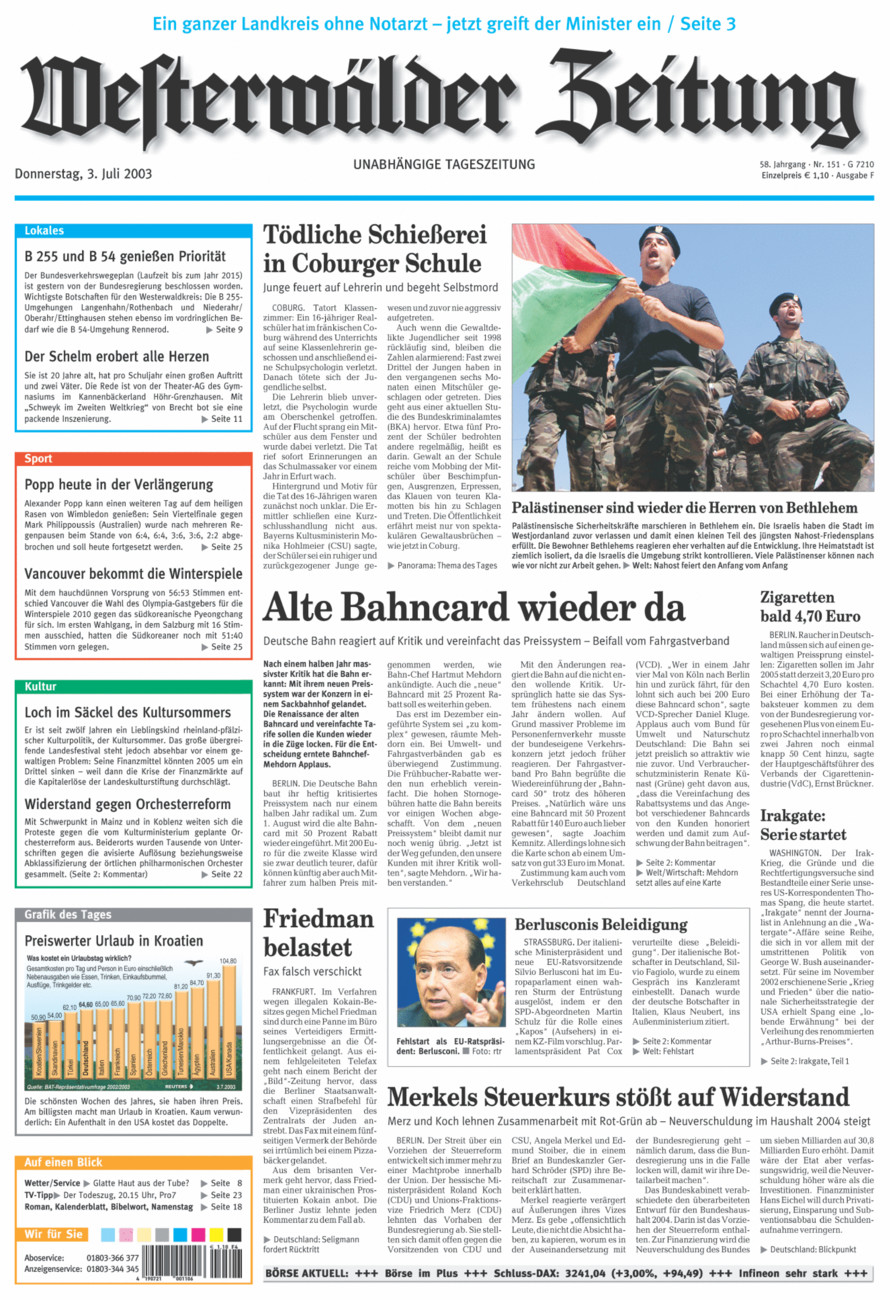 Westerwälder Zeitung vom Donnerstag, 03.07.2003
