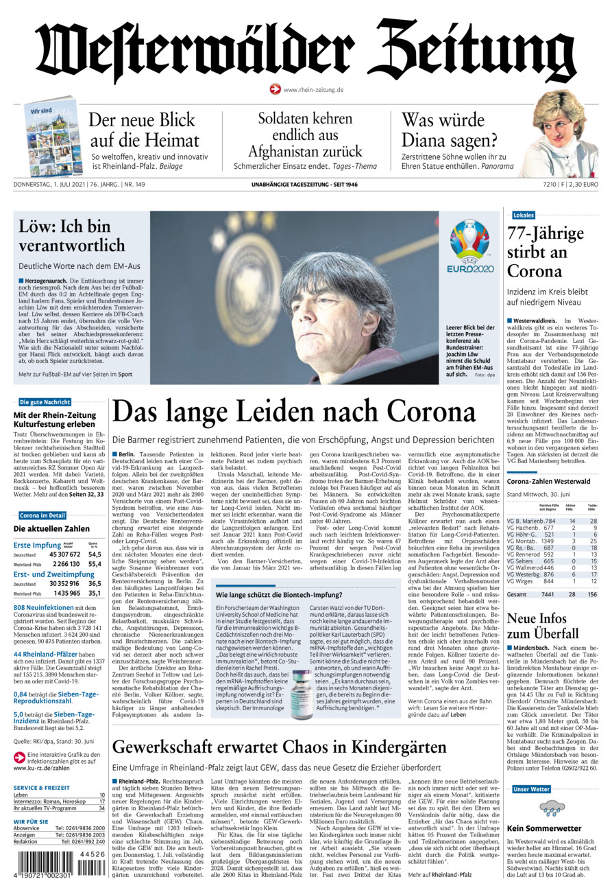 Westerwälder Zeitung vom Donnerstag, 01.07.2021
