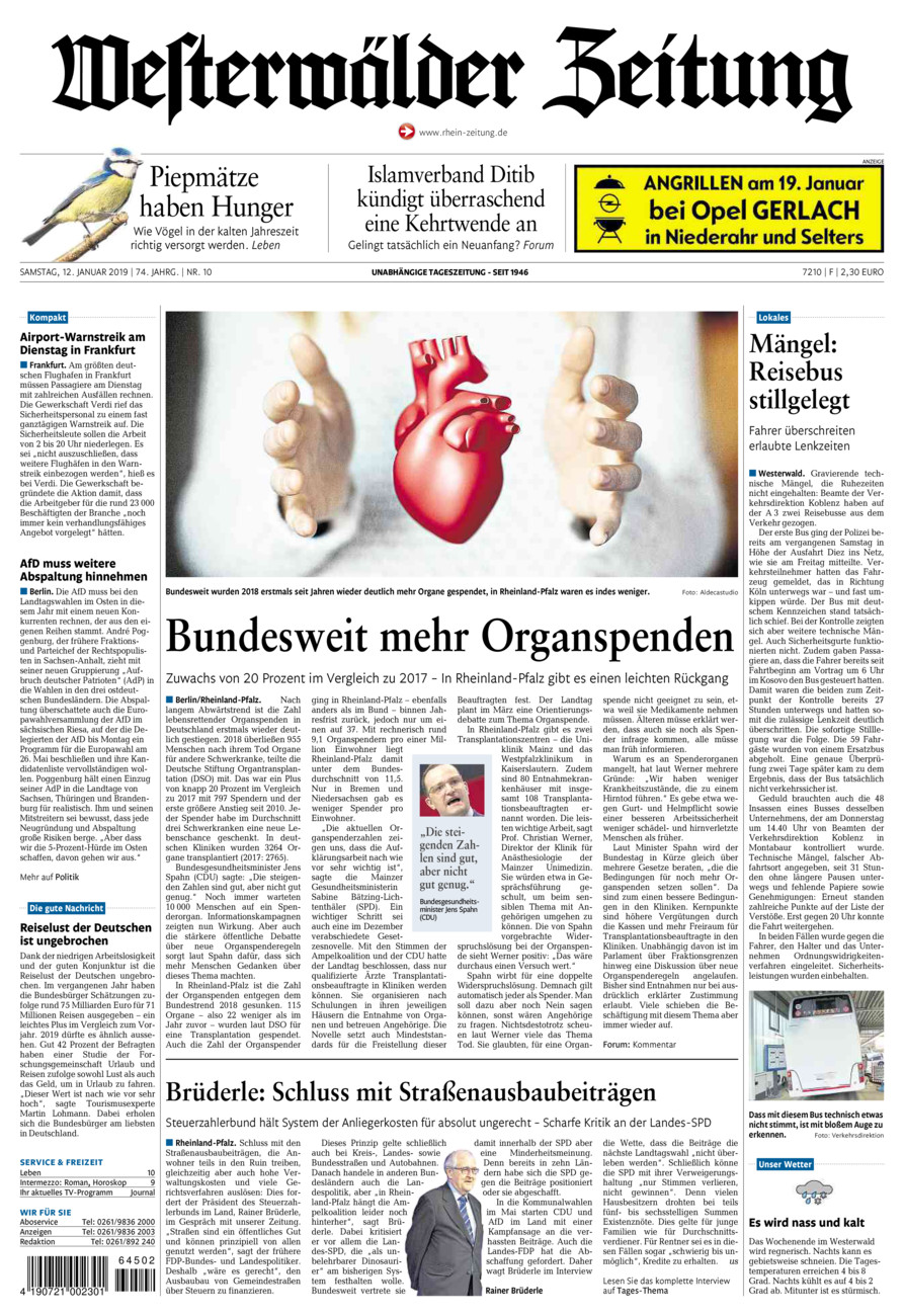Westerwälder Zeitung vom Samstag, 12.01.2019
