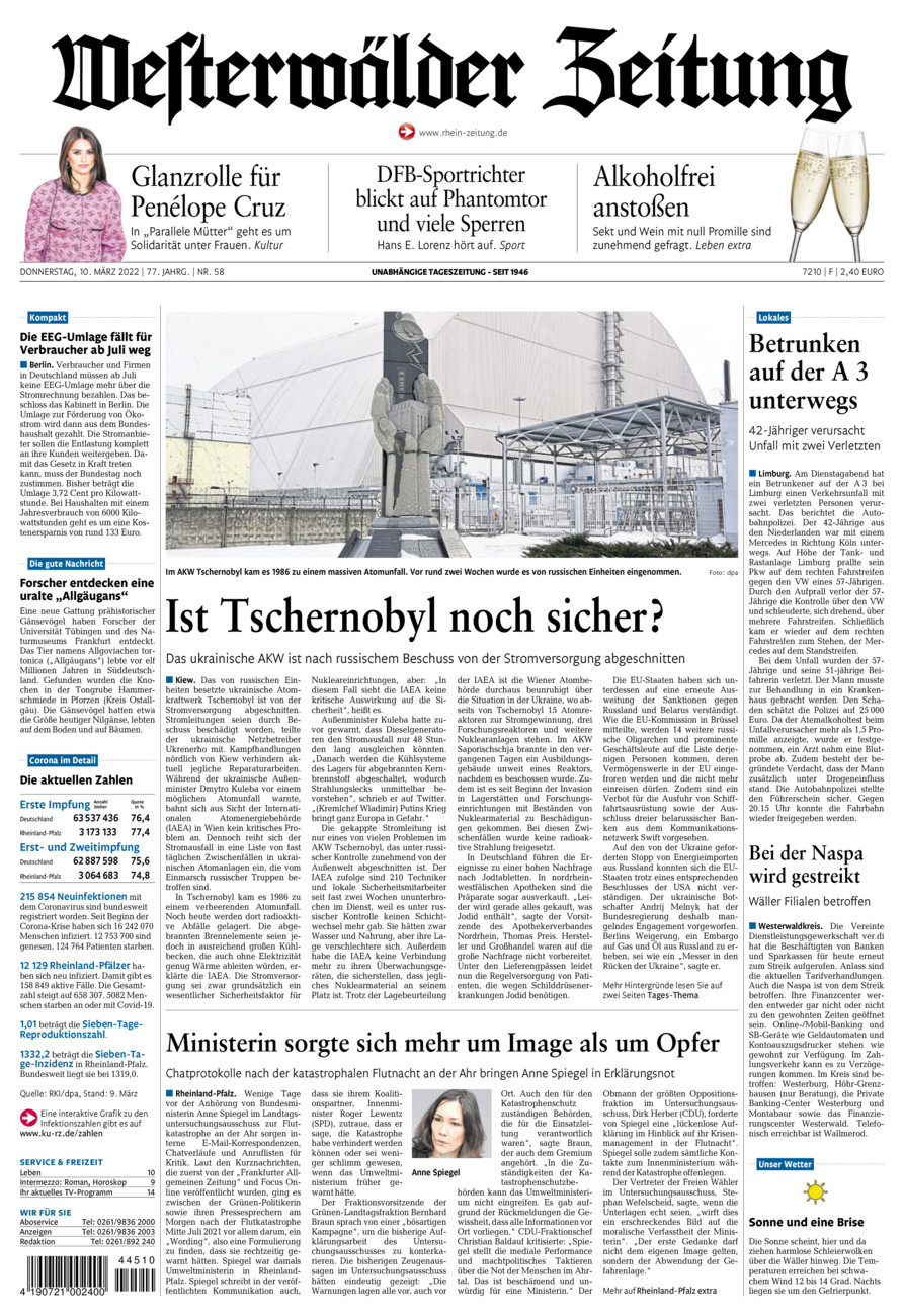 Westerwälder Zeitung vom Donnerstag, 10.03.2022