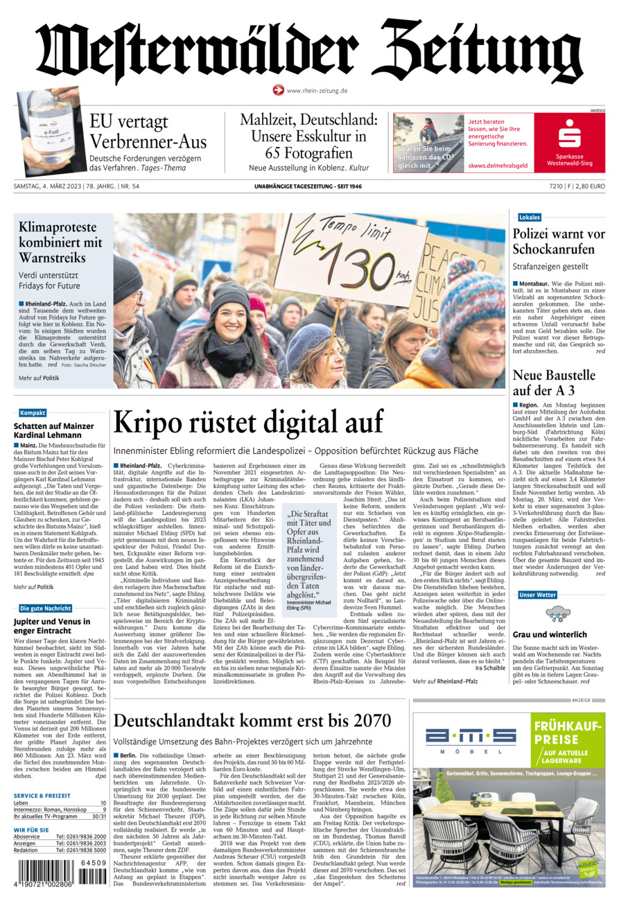 Westerwälder Zeitung vom Samstag, 04.03.2023