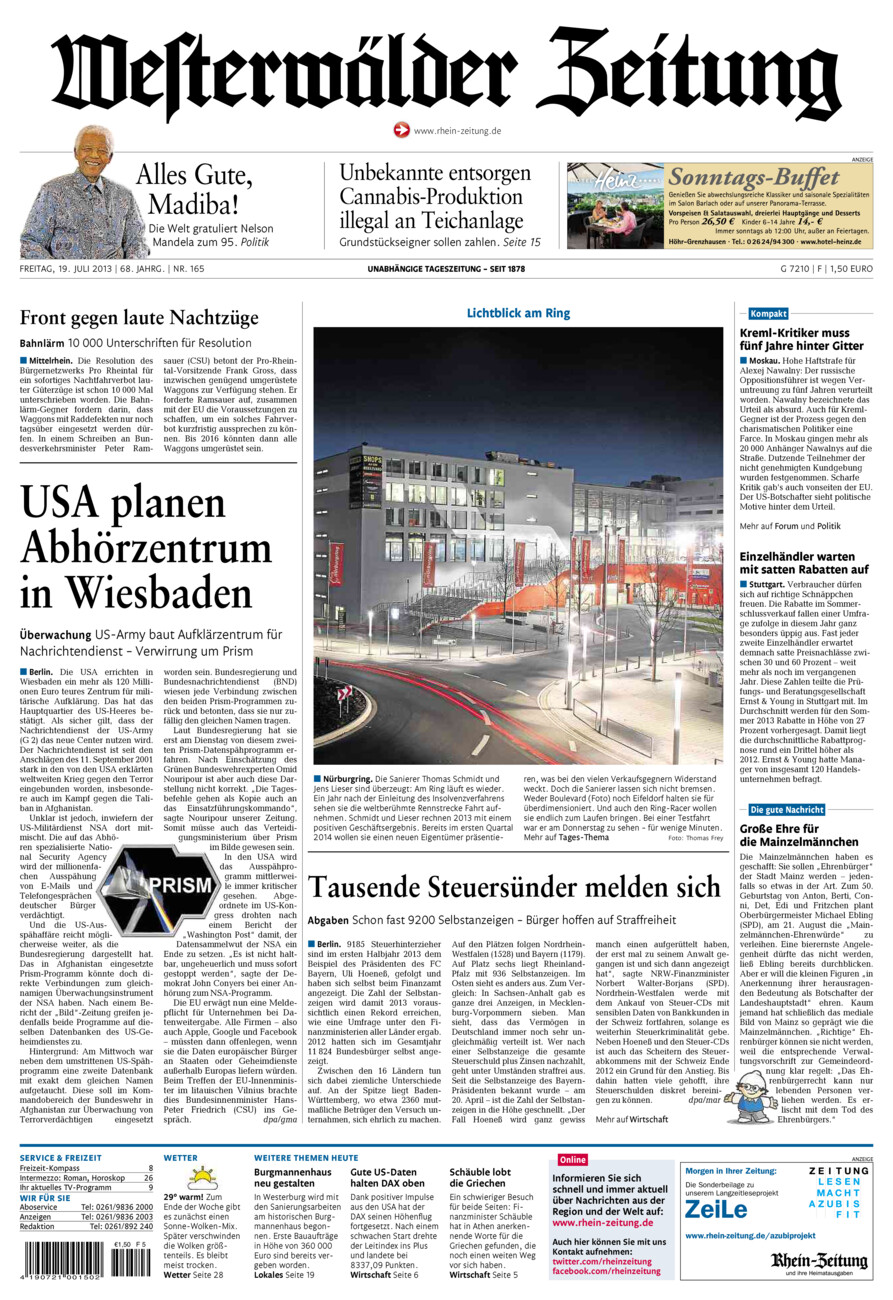Westerwälder Zeitung vom Freitag, 19.07.2013