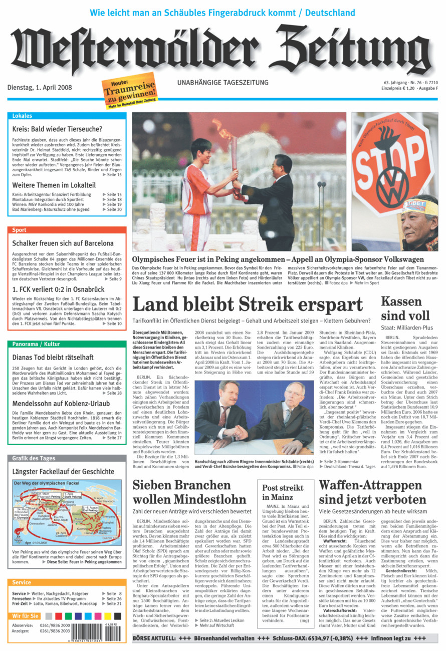Westerwälder Zeitung vom Dienstag, 01.04.2008