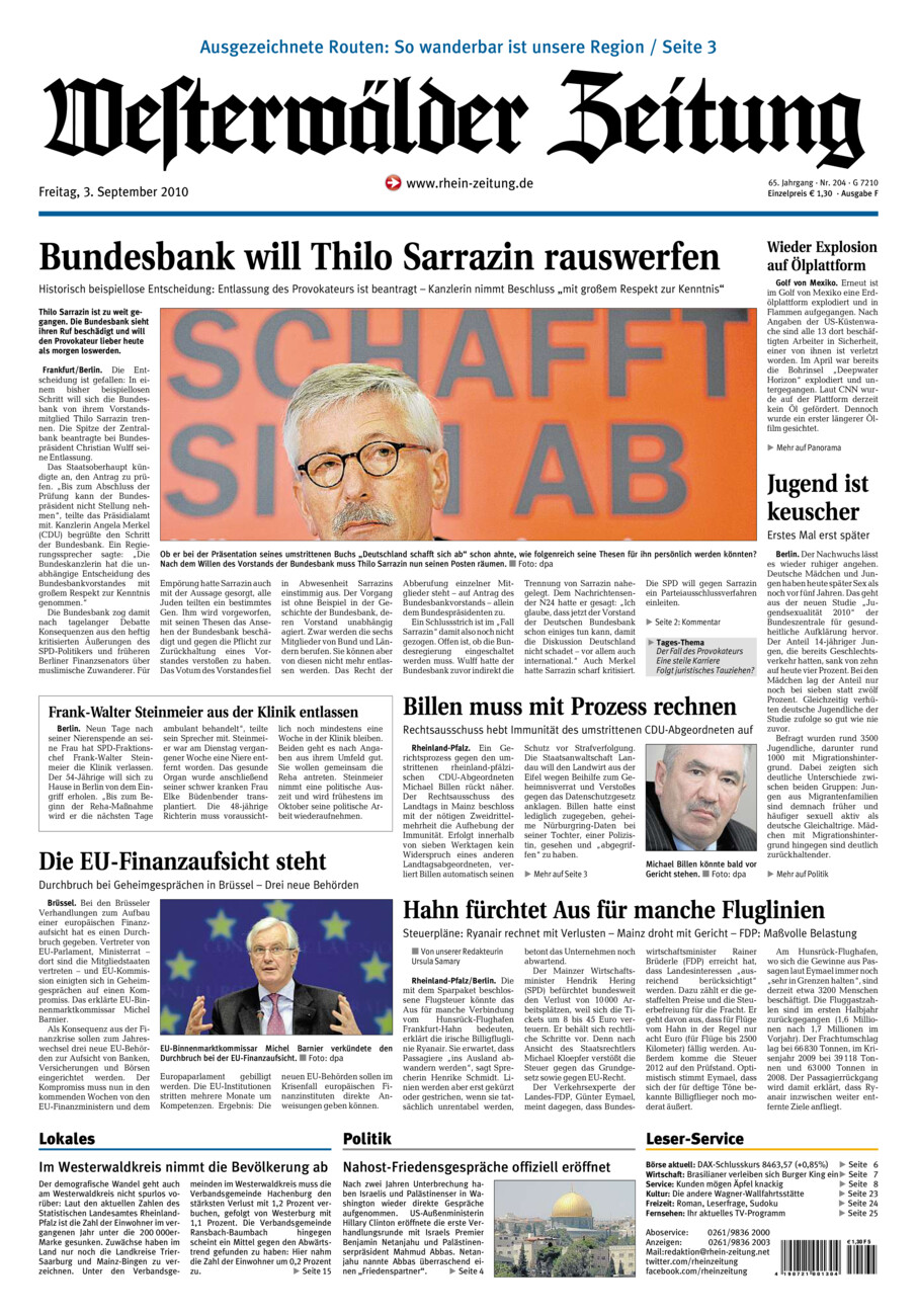 Westerwälder Zeitung vom Freitag, 03.09.2010