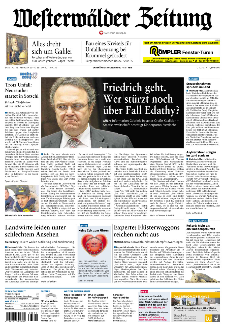 Westerwälder Zeitung vom Samstag, 15.02.2014
