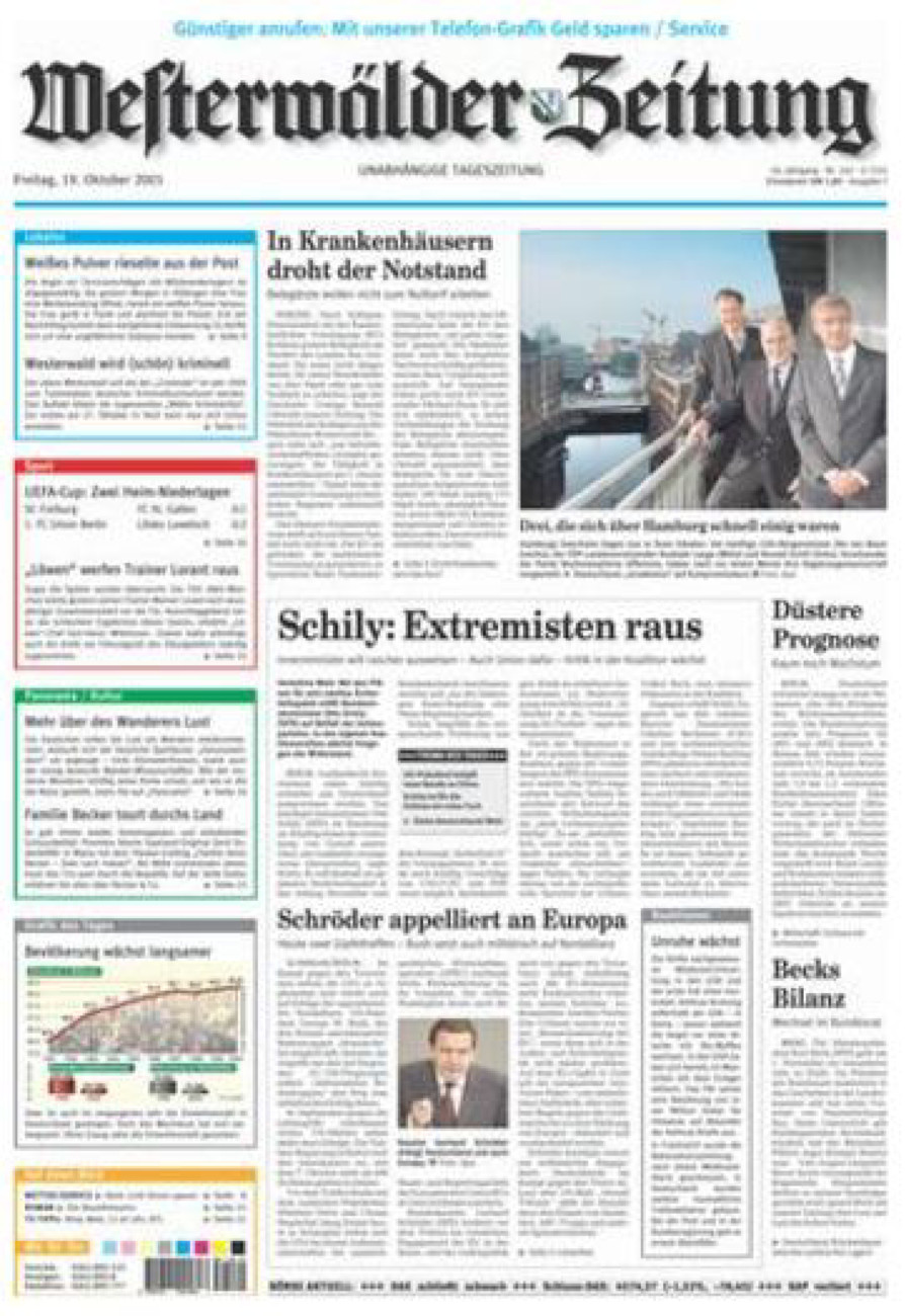 Westerwälder Zeitung vom Freitag, 19.10.2001