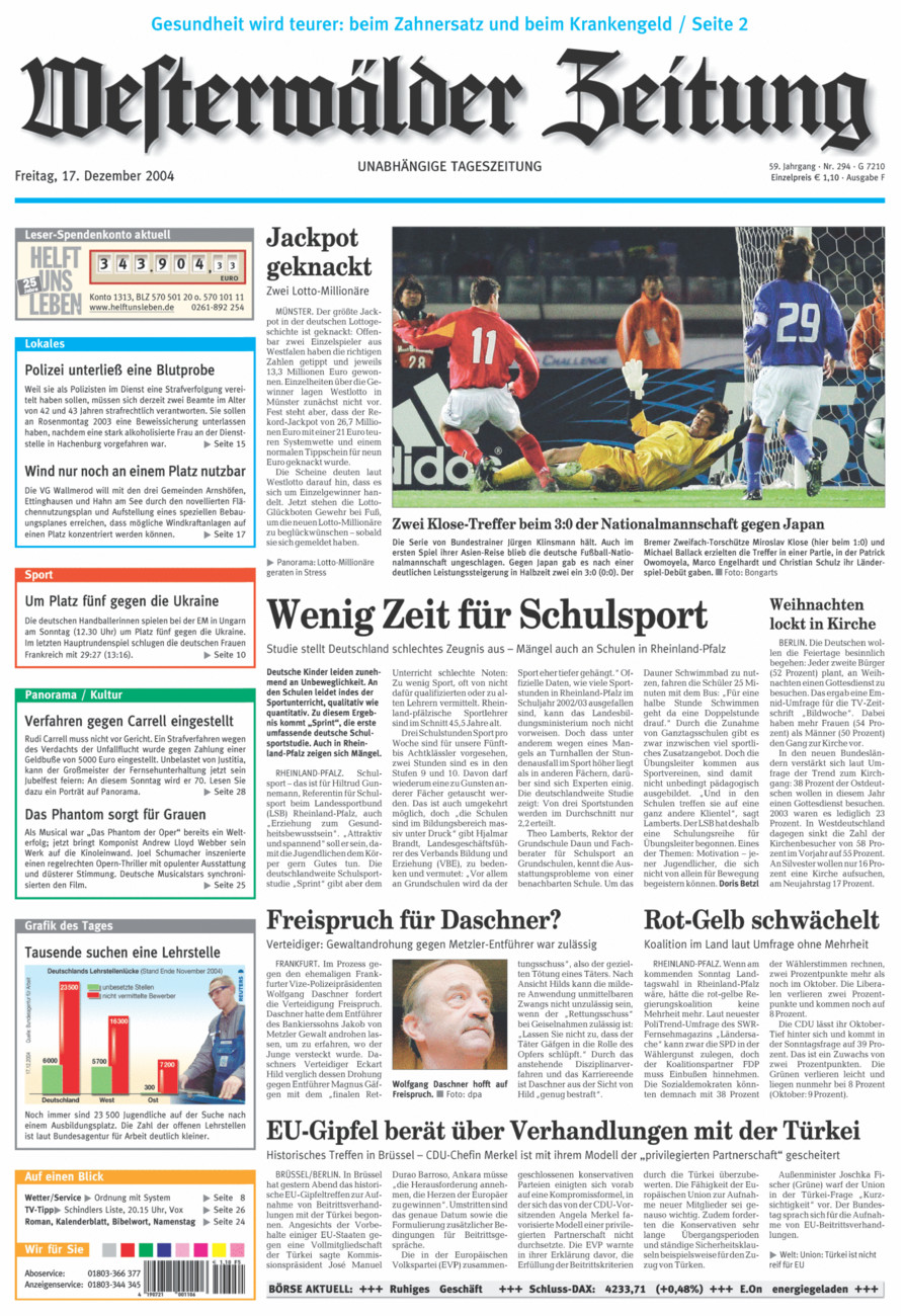 Westerwälder Zeitung vom Freitag, 17.12.2004