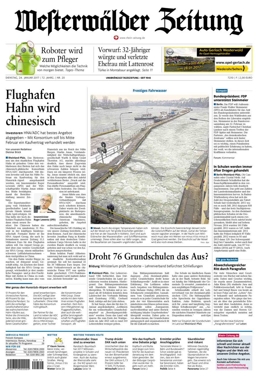Westerwälder Zeitung vom Dienstag, 24.01.2017