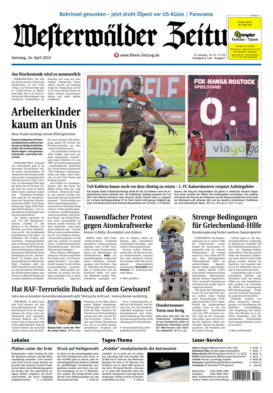 Westerwälder Zeitung vom Samstag, 24.04.2010