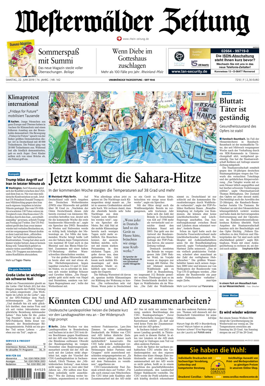 Westerwälder Zeitung vom Samstag, 22.06.2019