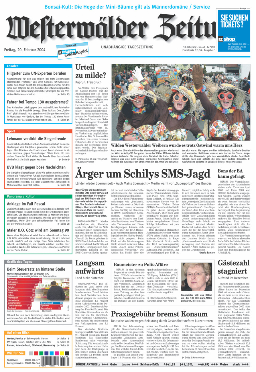 Westerwälder Zeitung vom Freitag, 20.02.2004