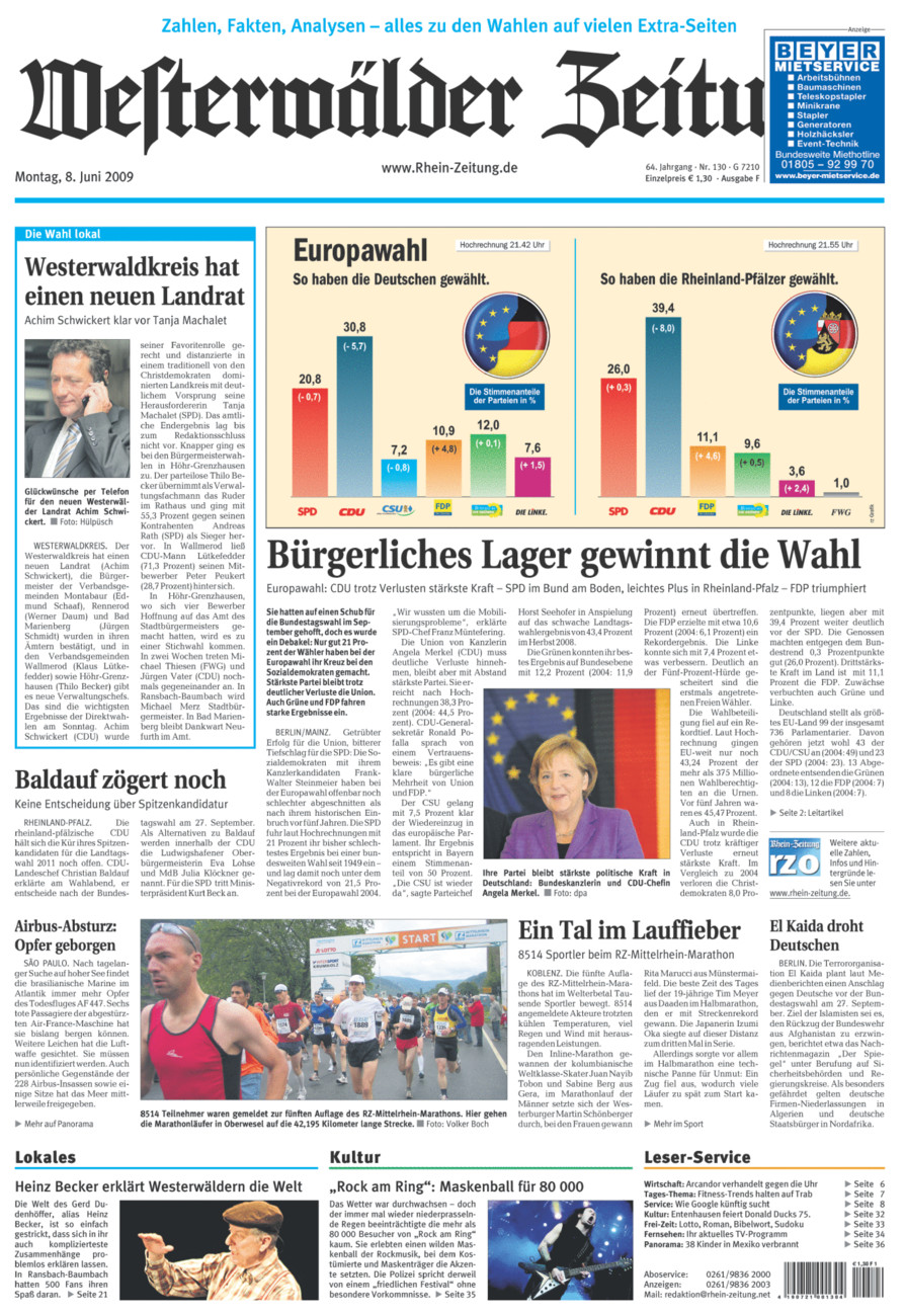 Westerwälder Zeitung vom Montag, 08.06.2009