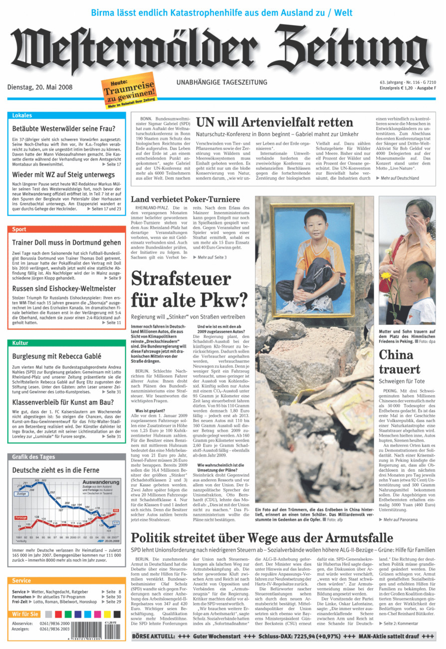 Westerwälder Zeitung vom Dienstag, 20.05.2008