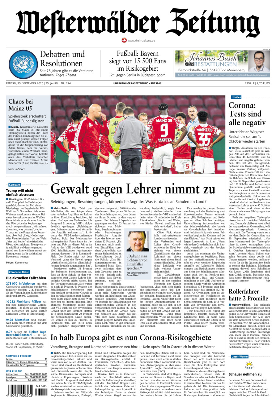 Westerwälder Zeitung vom Freitag, 25.09.2020