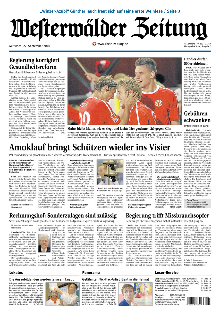Westerwälder Zeitung vom Mittwoch, 22.09.2010