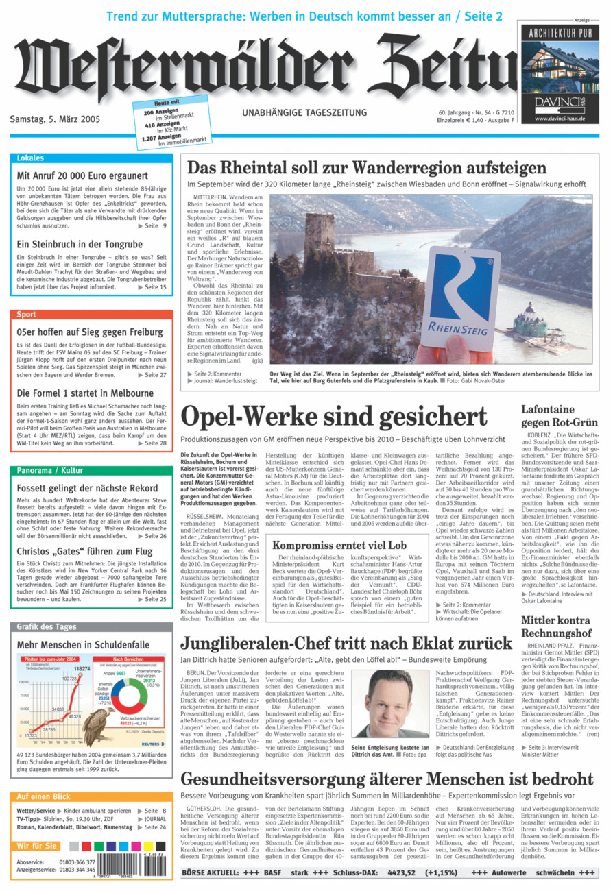Westerwälder Zeitung vom Samstag, 05.03.2005