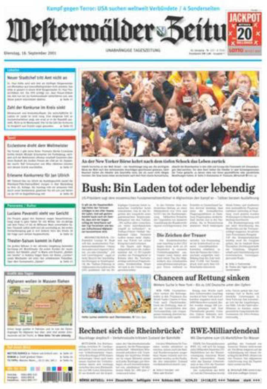 Westerwälder Zeitung vom Dienstag, 18.09.2001