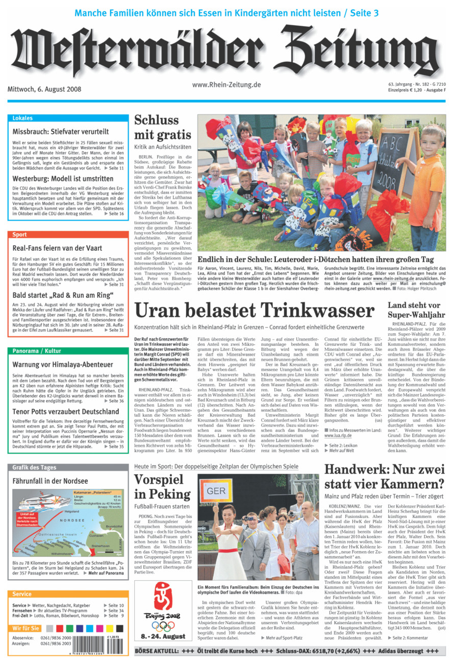 Westerwälder Zeitung vom Mittwoch, 06.08.2008