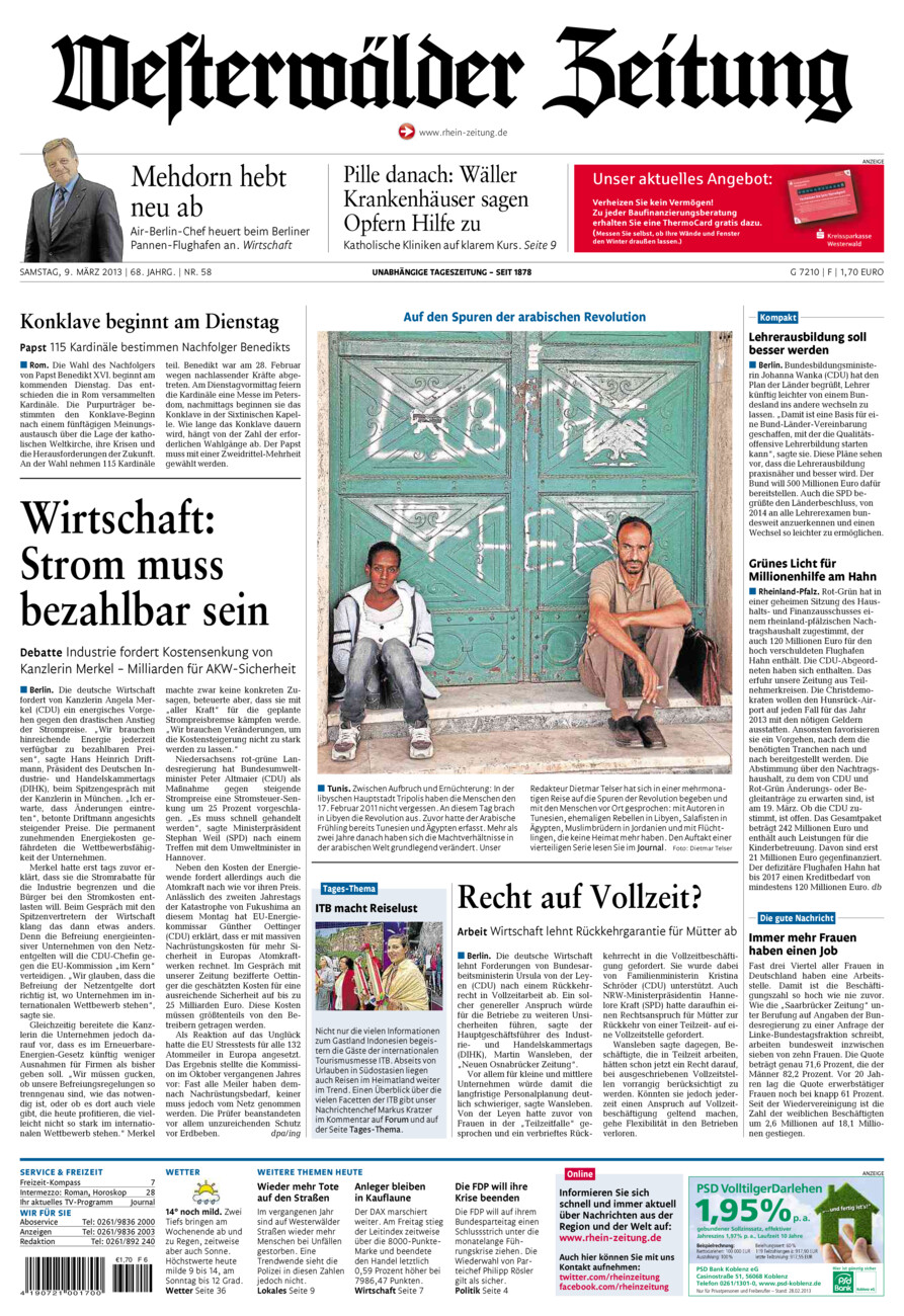 Westerwälder Zeitung vom Samstag, 09.03.2013