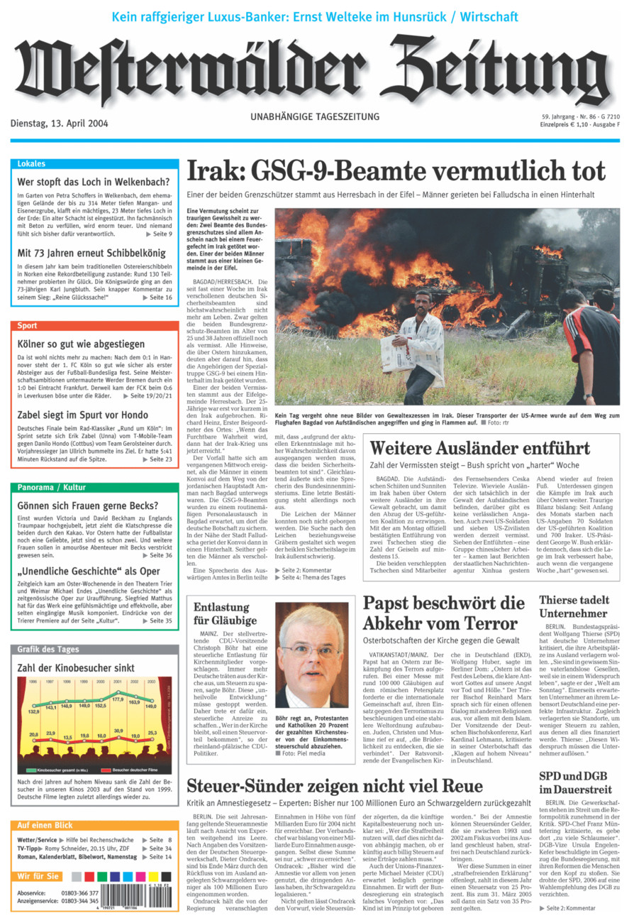 Westerwälder Zeitung vom Dienstag, 13.04.2004