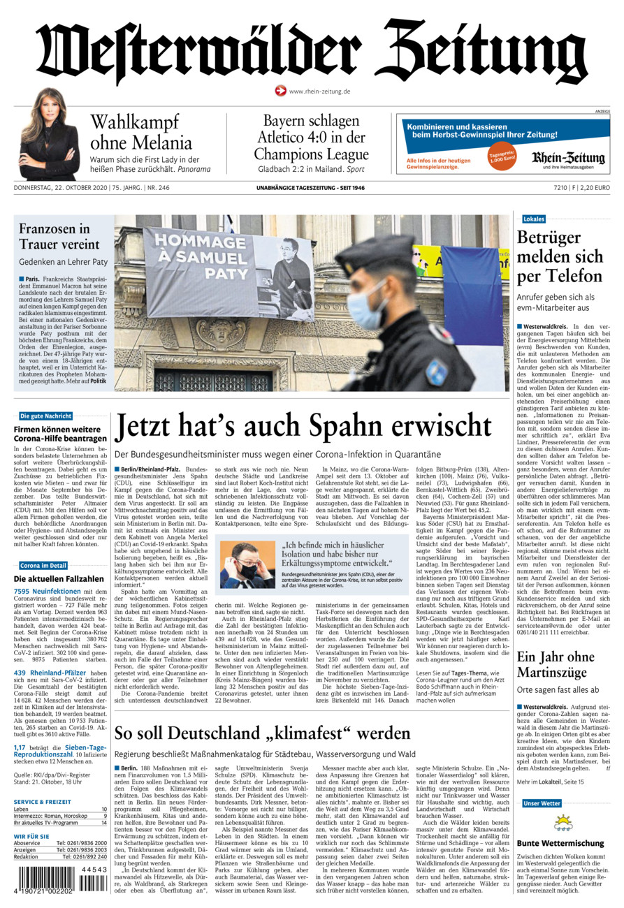 Westerwälder Zeitung vom Donnerstag, 22.10.2020