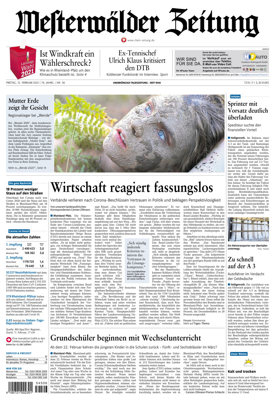 Westerwälder Zeitung vom Freitag, 12.02.2021