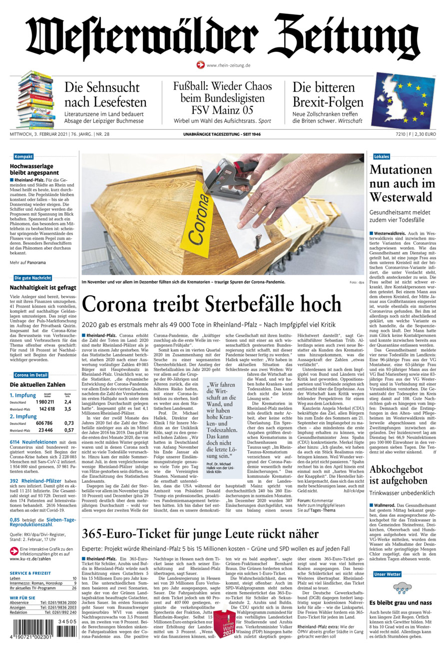 Westerwälder Zeitung vom Mittwoch, 03.02.2021