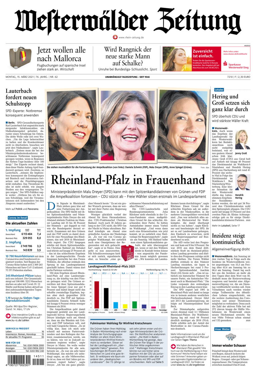 Westerwälder Zeitung vom Montag, 15.03.2021